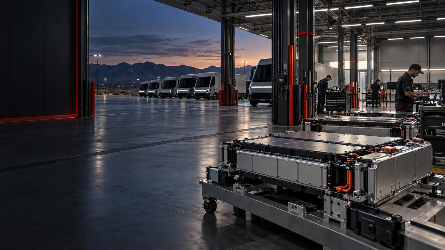 Illustrative electric vehicle service and battery handling environment
