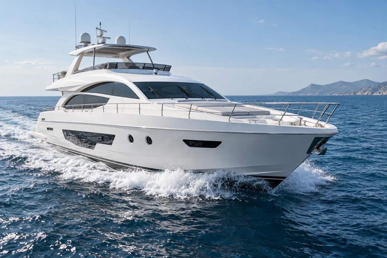 AI-generated illustrative motor yacht at sea
