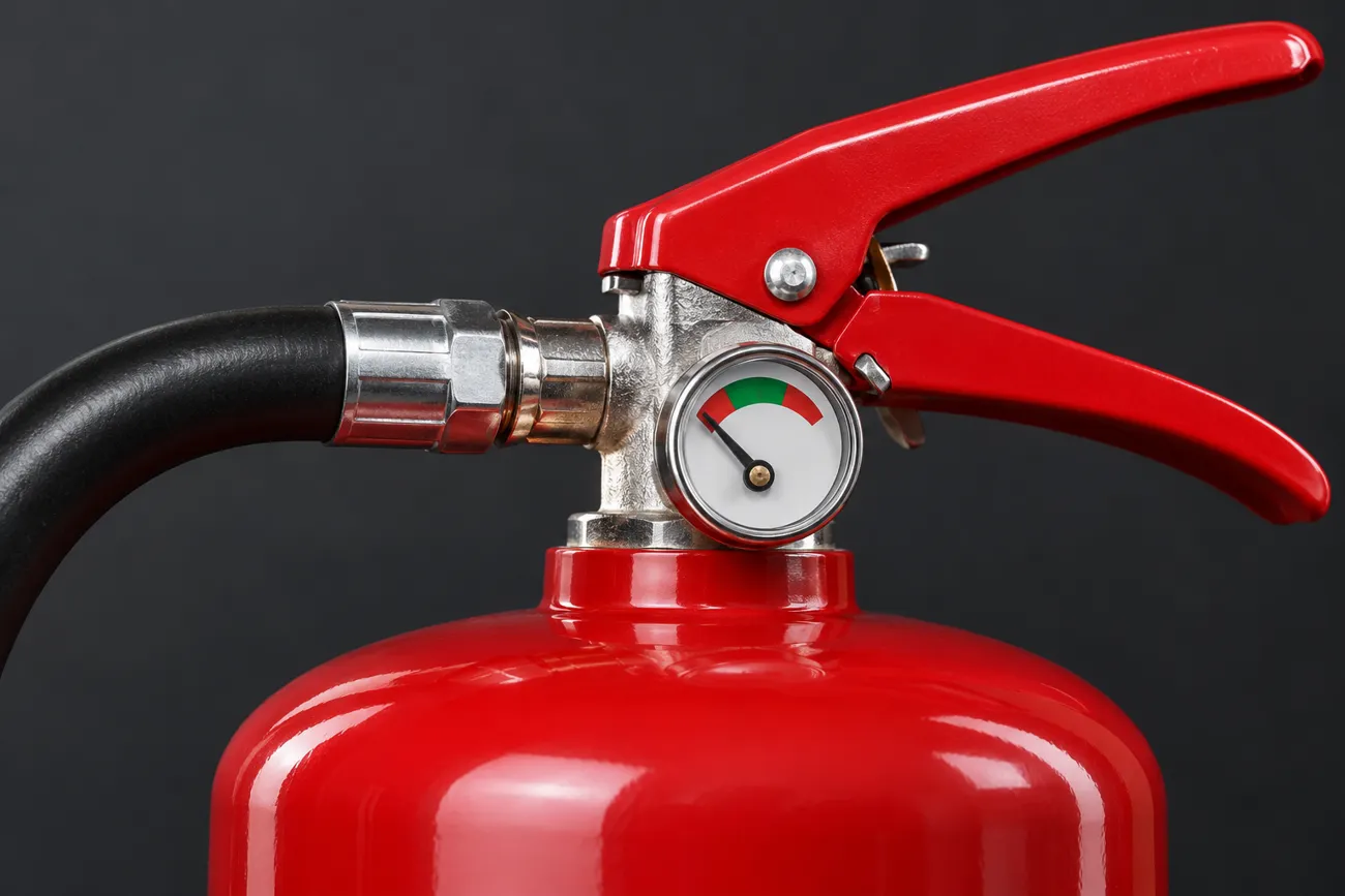 AI-generated illustrative portable extinguisher detail